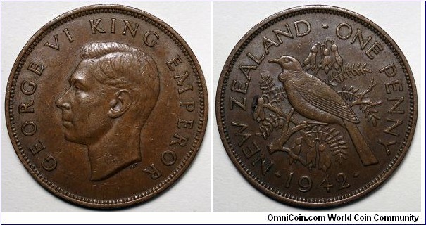 New Zealand, 1942 1 Penny, KM#13.