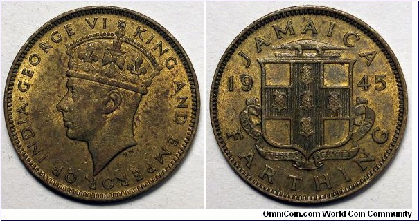 Jamaica, 1945 1 Farthing, KM#30.