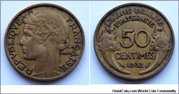 France 50 centimes.
1932, Open 