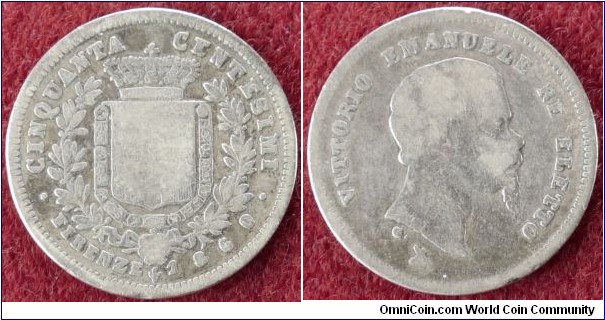 Italian States Royal Provinces of Emilia 50 Centesimi 