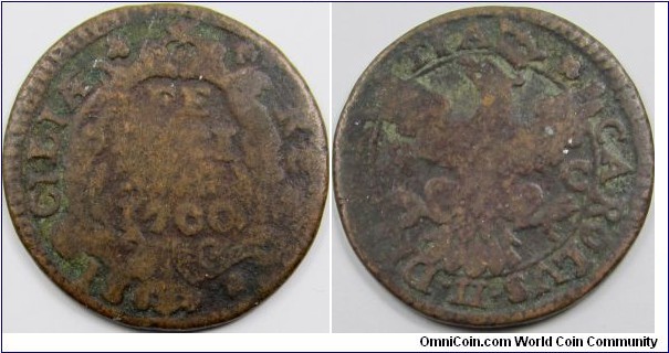 1700 Italian State of Sicily 1 Grano King Carlos II 