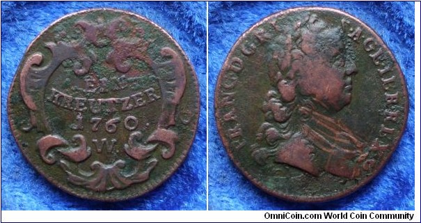 1 Kreutzer 
Maria Theresia & Franz I Mint mark W =Brestlau