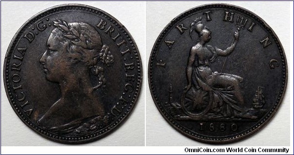 UK, 1880 Farthing, KM#753.