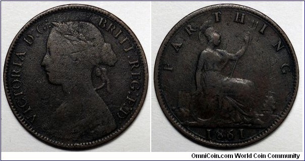 UK, 1861 Farthing, KM#747.2.