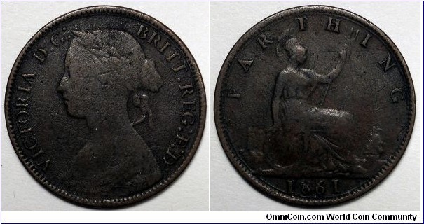 UK, 1861 Farthing, KM#747.2.