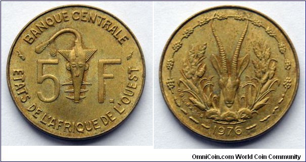 West African States
5 francs.
1976