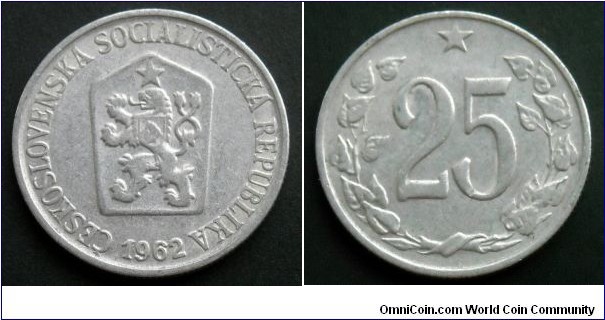 Czechoslovakia 25 haleru.
1962