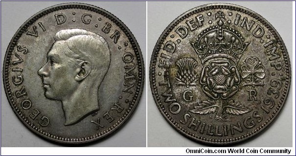 UK, 1939 2 Shillings, KM#855.