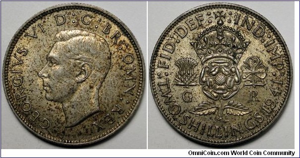 UK, 1941 2 Shillings KM#855.