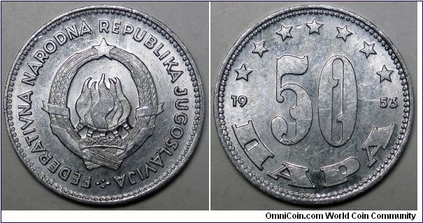 Yugoslavia, 1953 50 Para, KM#29.