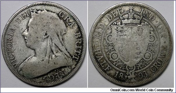 UK, 1893 Half Crown, KM#782.