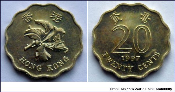 Hong Kong 20 cents.
1997
