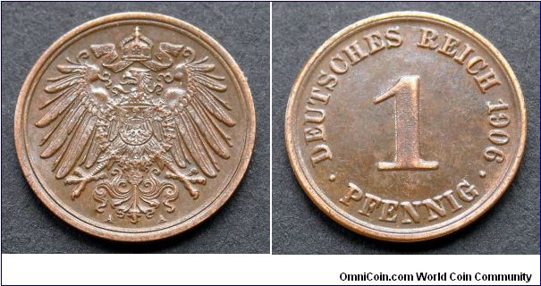 German Empire 1 pfennig.
1906 (A)