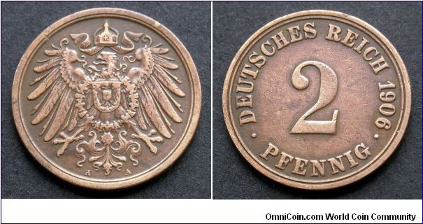 German Empire 2 pfennig.
1906 (A)