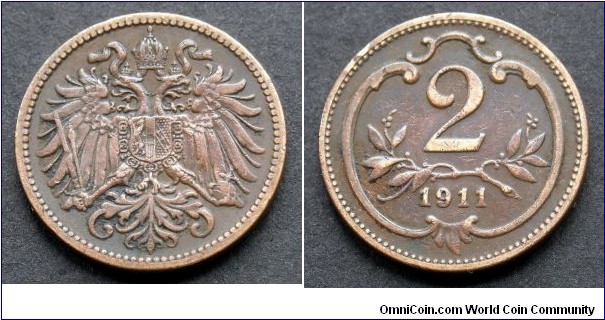 Austro Hungarian Monarchy 2 heller.
1911