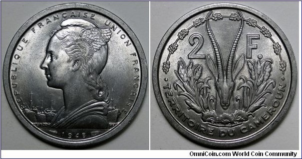 Cameroon, 1948 2 Francs, KM#9.