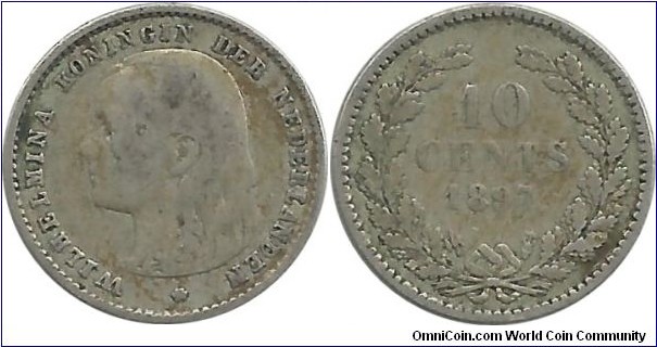 Nederland 10 Cents 1897 (1.40 g / .640 Ag)