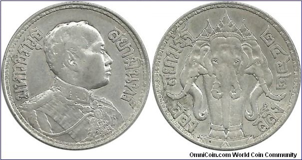 Thailand 2 Salung (½ Baht) BE2462(1919) Rama VI (Phra Maha Vajiravudh) (1910-1925) (7.50 g / .650 Ag)
