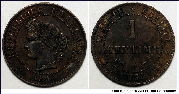 France, 1896-A 1 Centime, KM#826.1.