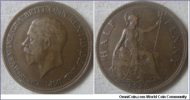 1930 halfpenny VF