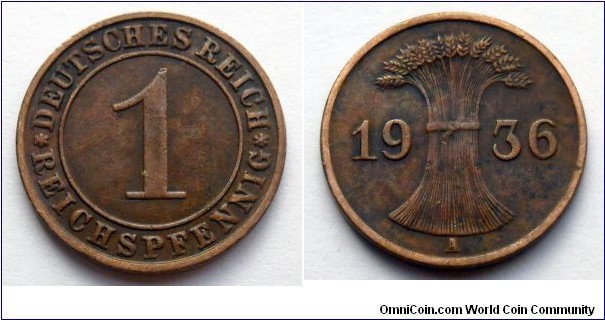 Germany 1 reichspfennig.
1936 (A)