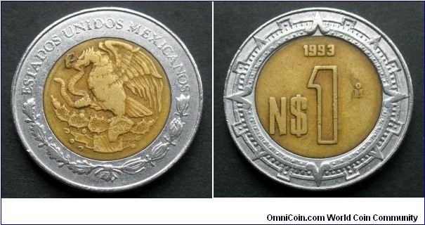 Mexico 1 new peso.
1993