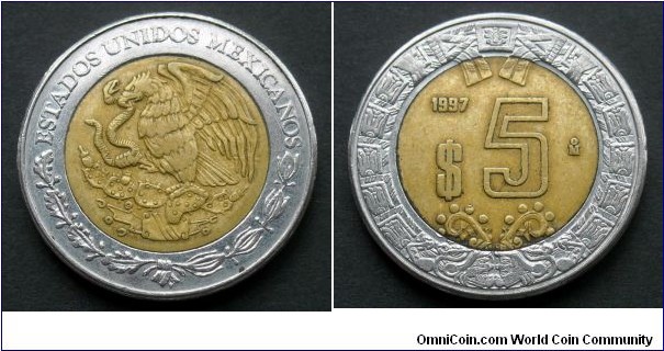 Mexico 5 pesos.
1997