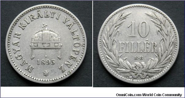 Hungary 10 filler.
1895
