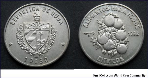 Cuba 1 peso.
1982, Citrus fruit.
F.A.O. issue. Mintage: 6.609 pieces.
