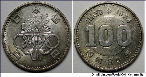 Japan, 1964 100 Yen, Tokyo Olympics Commemorative, Y#79.