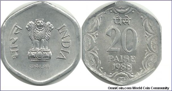 India-Republic 20 Paise 1988(H)