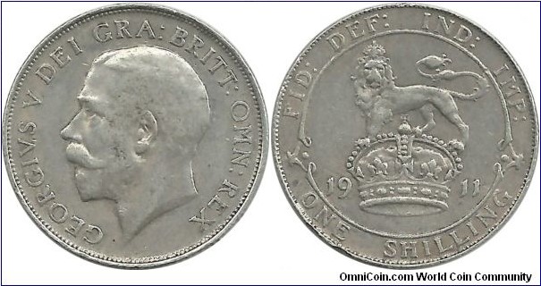 G.Britain 1 Shilling 1911 (5.66 g / .925 Ag)