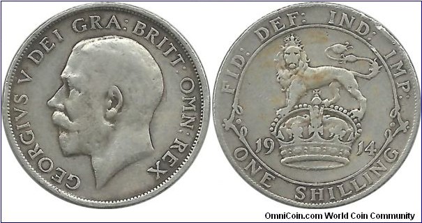 G.Britain 1 Shilling 1914 (5.66 g / .925 Ag)
