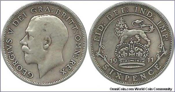 G.Britain 6 Pence 1911 (2.83 g / .925 Ag) (I clean the coin)