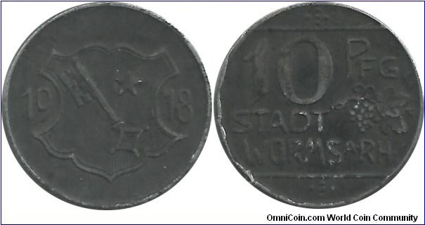 Germany-Notgeld 10 Pfennig 1918 Stadt Worms