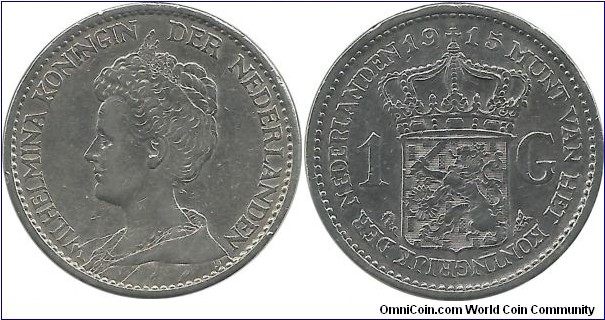 Nederland 1 Gulden 1915 (10.00 g / .945 Ag) (I clean the coin)