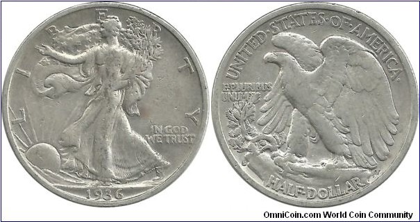 USA ½ Dollar 1936S (12.50 g / .900 Ag)