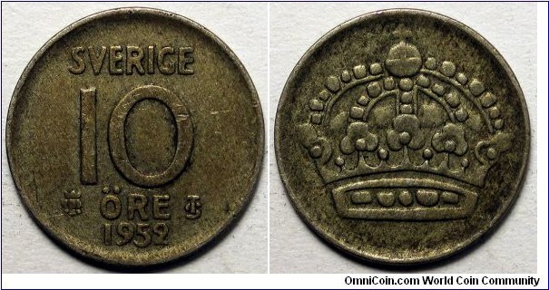 Sweden, 1952 TS 10 Ore, KM#823.