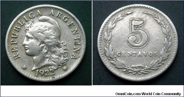 Argentina 5 centavos.
1922