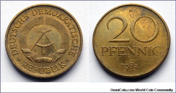 German Democratic Republic (East Germany) 20 pfennig.
1983