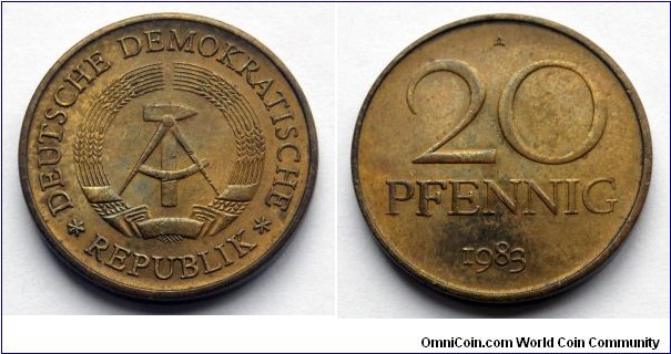 German Democratic Republic (East Germany) 20 pfennig.
1983