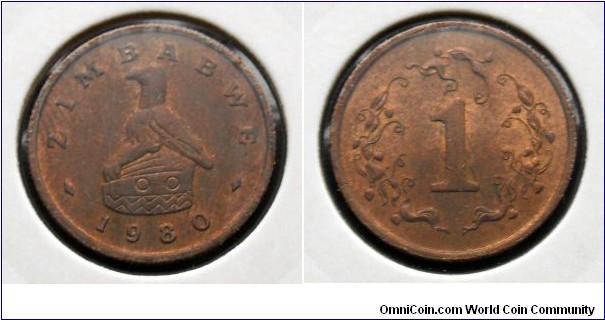 Zimbabwe 1 cent.
1980
