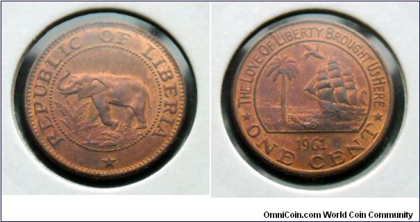 Liberia 1 cent.
1961