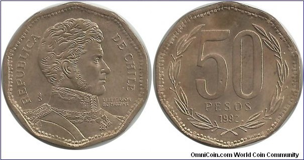 Chile 50 Pesos 1992