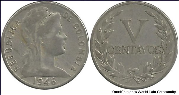 Colombia 5 Centavos 1946(m)