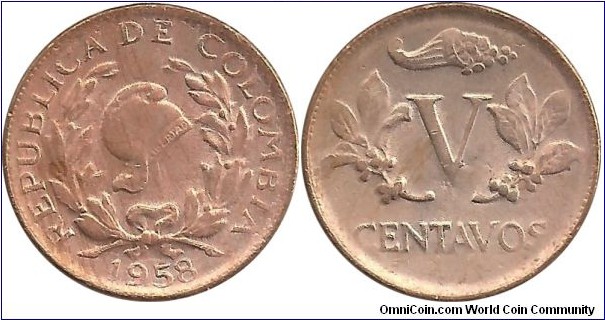 Colombia 5 Centavos 1958