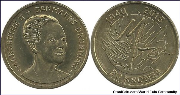 Denmark 20 Kroner 2015-Queen Margrethe's 75th Birthday