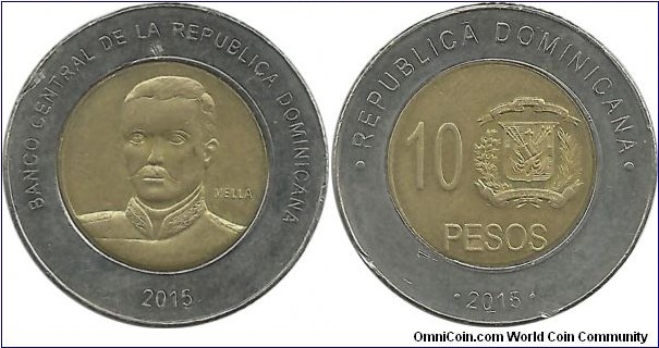 DominicanRepublic 10 Pesos 2015