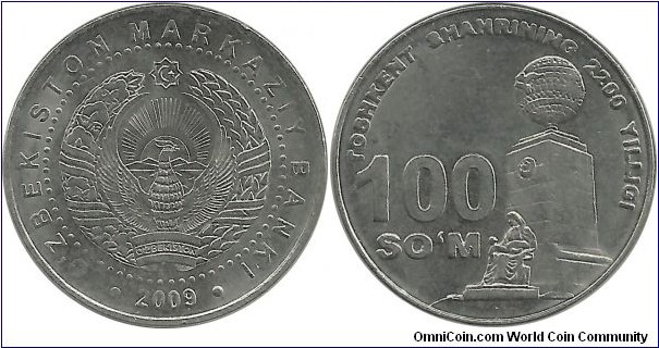 Uzbekistan 100 Som 2009 - 2200th Year of Tashkent City1(Unc)