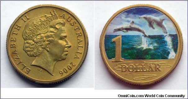 Australia 1 dollar.
2006, Ocean Series -  Bottlenose Dolphin
(Printed coin)
Mintage: 29.749 pieces.